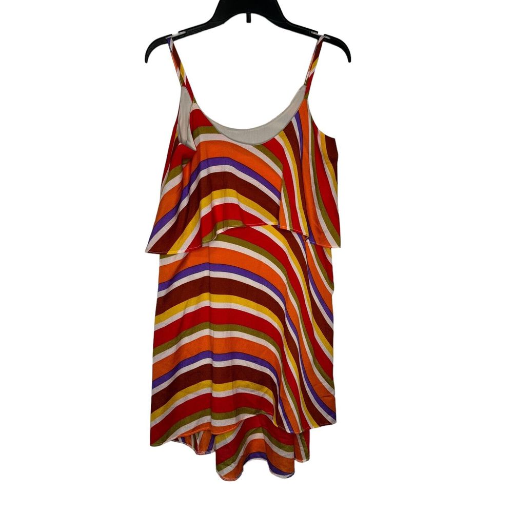 Judith March Women Dress Mini Retro Sundress Striped High Low Multicolor Medium